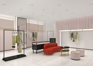 retail store shelves and displays