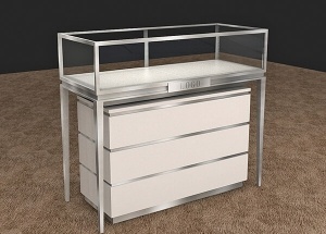white jewelry showcases